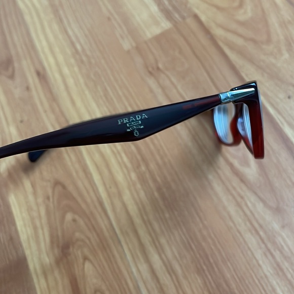 PRADA WOMEN'S RED CAT EYE EYEGLASSES - Picture 3 of 5